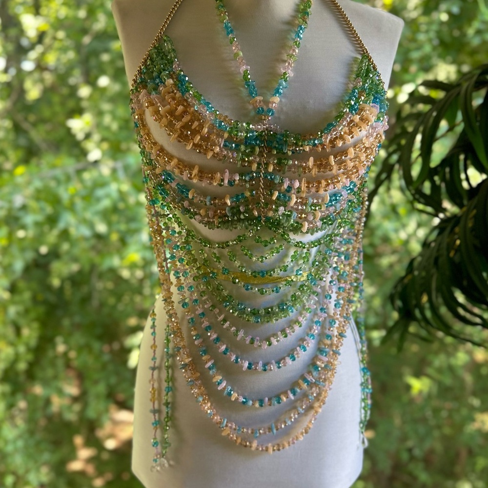 Multicolor Beaded bralette/ top | going out / beach fesitval top | boho jewlery
